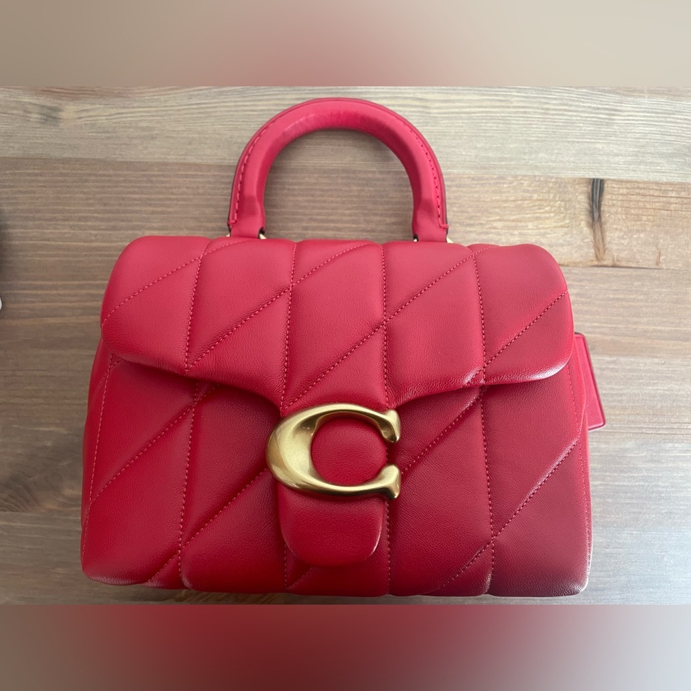 Coach Tabby Top Handle Bag with Quilting Candy Apple Red - Picture 3 of 9